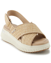 DKNY Women's Malai Woven Crisscross Slingback Platform Sandal Slide, Natural, 9.5